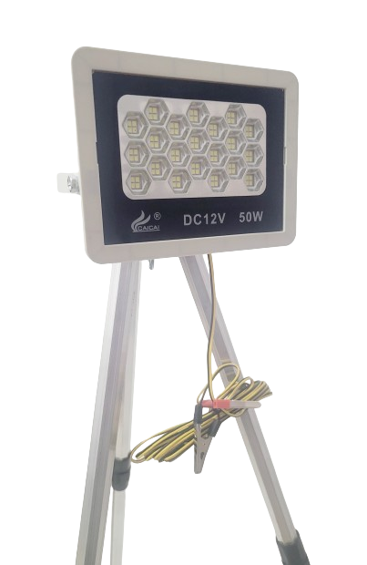 Kit iluminat camping si pescuit, compus din trepied aluminiu 50-110 cm si proiector 50 W alimentare 12 V