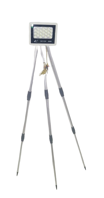 Kit iluminat camping si pescuit, compus din trepied aluminiu 50-110 cm si proiector 50 W alimentare 12 V