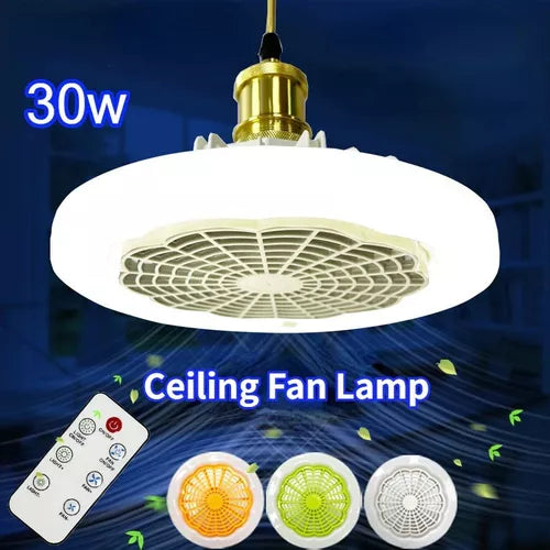 Ventilator De Tavan Cu Lampa De Iluminare 30W fasung normal E27 Cu telecomanda,verde,portocaliu sau alb