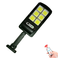 set 3x Lampa solara stradala 150 LED SMD, cu senzor de miscare, panou solar incorporat, brat de montare inclus si telecomanda cu functii multiple de setare a intensitatii luminoase si timpului de functionare