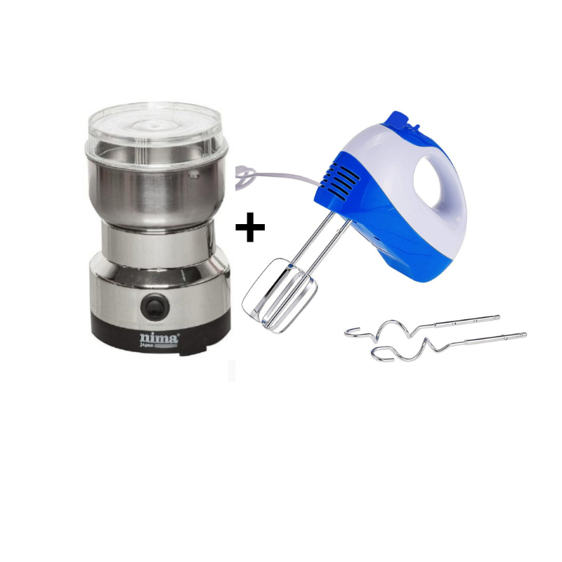 Rasnita electrica de cafea Nima NM-8300, 150W, 50g-100g + Mixer de mana, 350 W, 5 viteze