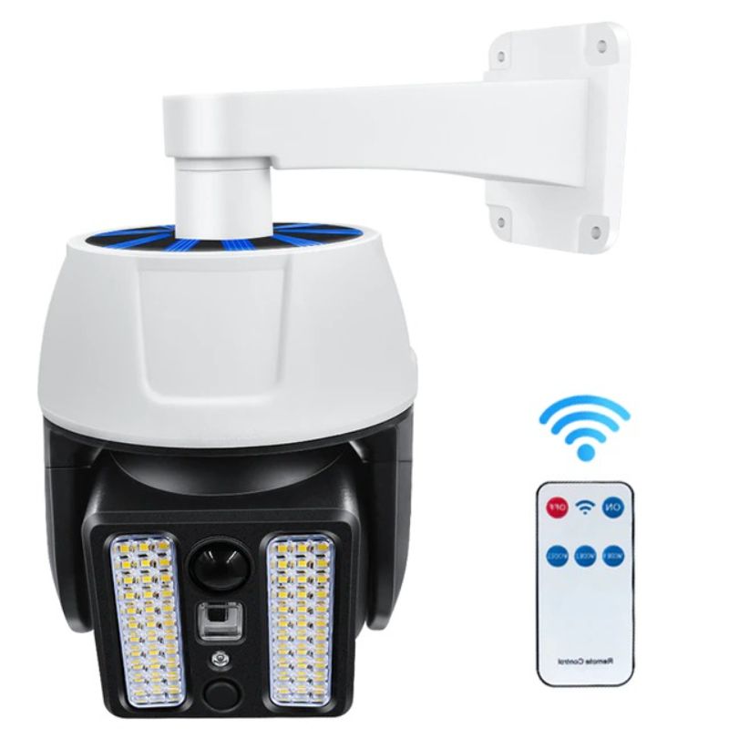 Lampa solara tip Cameră de securitate falsă cu senzor de mișcare,telecomanda HW-5118-2 66 LED SMD