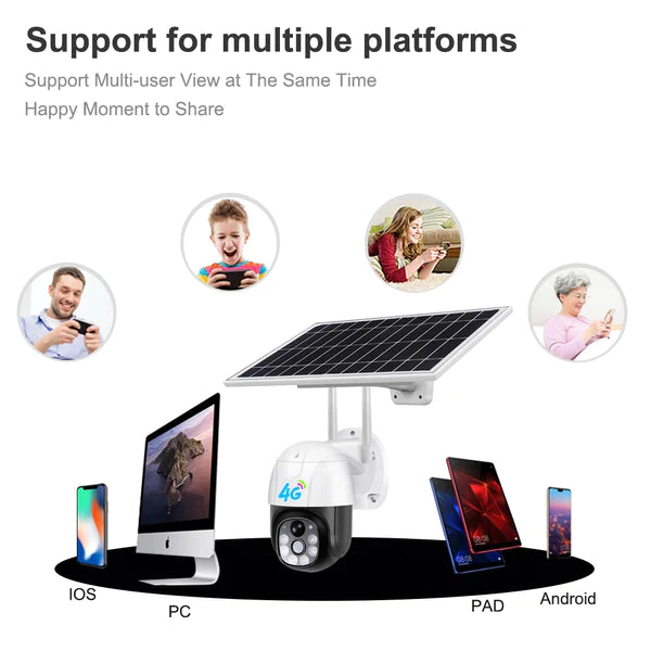 Camera de Supraveghere Solara 4G Cartela SIM 3 MP, Full HD 1080p, Panou Solar 9W Rezistenta La Apa IP 66, Alba