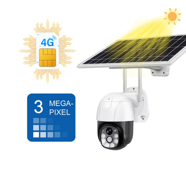 Camera de Supraveghere Solara 4G Cartela SIM 3 MP, Full HD 1080p, Panou Solar 9W Rezistenta La Apa IP 66, Alba