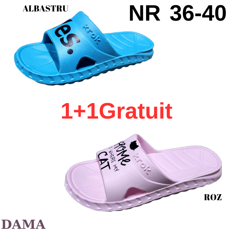 1+1gratuit 2x Papuci dama marime 36-41  culori  roz si albastru
