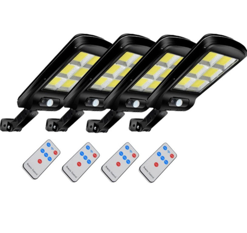 Set 4 Lampi solare cu 6 celule, 96 LED COB si telecomanda