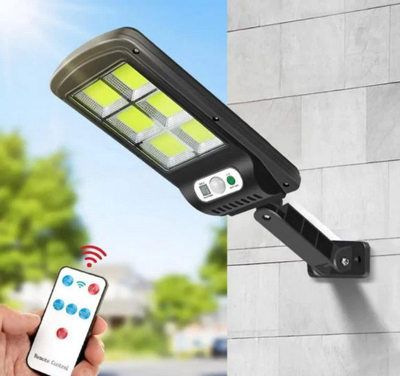 Lampa Solara Led Putere 30w cu inductie, 6x LED COB, Ip65, Lumina Alba 6500k, Negru,telecomanda,senzor de miscare