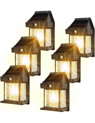 Set 6 x Lampa solara led tip bec clasic de perete cu senzor de miscare fara fir 3w avshop