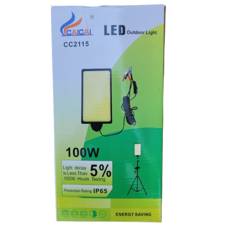 Trepied cu proiector LED cob 100w exterior Inaltime maxima 2,3m Alimentare 12v Ideal pt pescuit,camping,casa Cablu 3m lungime cu intrerupator Raza iluminare 30m