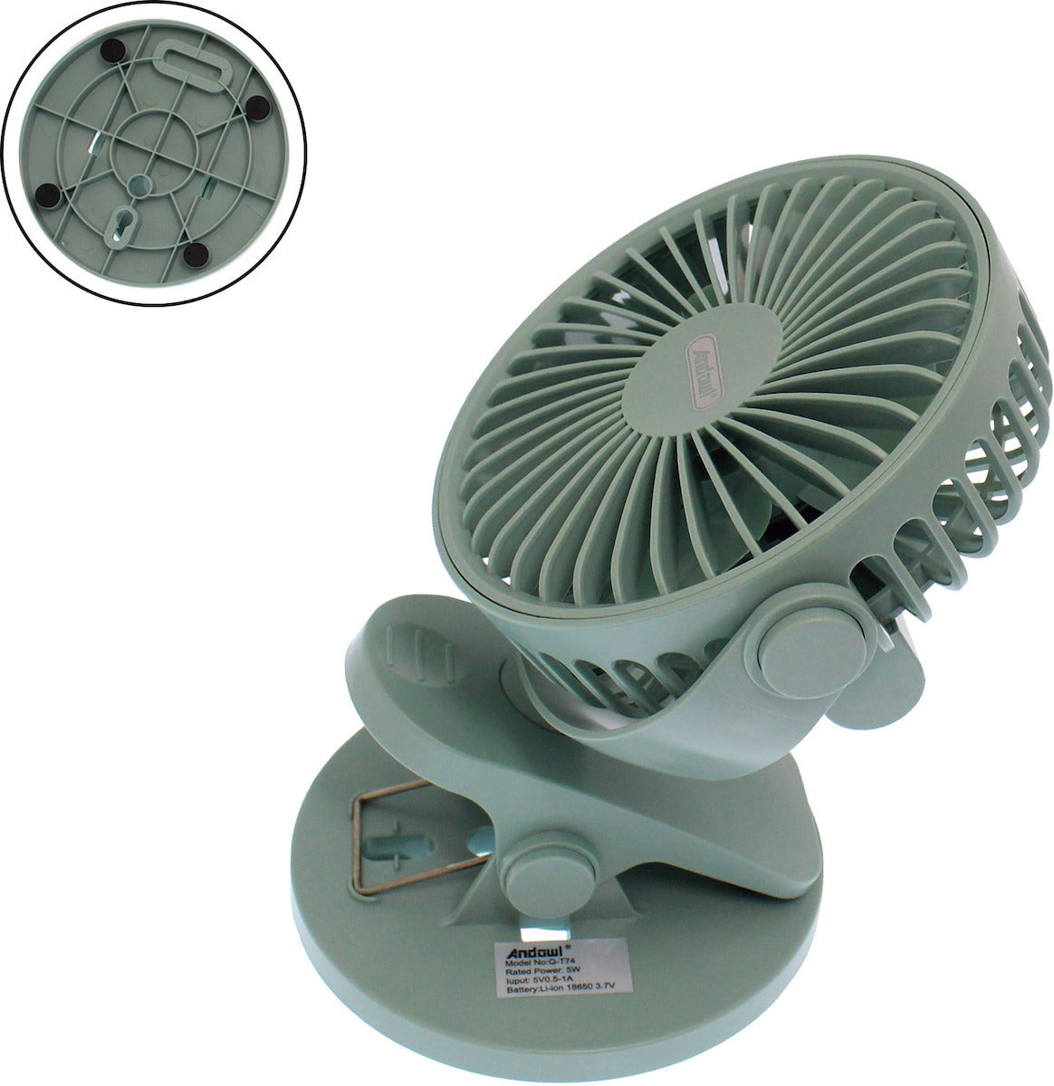 Andowl Q-T74 Ventilator USB Reîncărcabil Verde