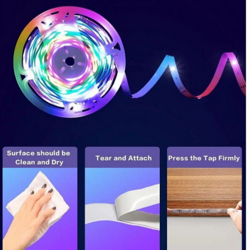Banda LED RGB autoadeziva cu functie de sunet, Bluetooth si telecomanda, Q-ST50,