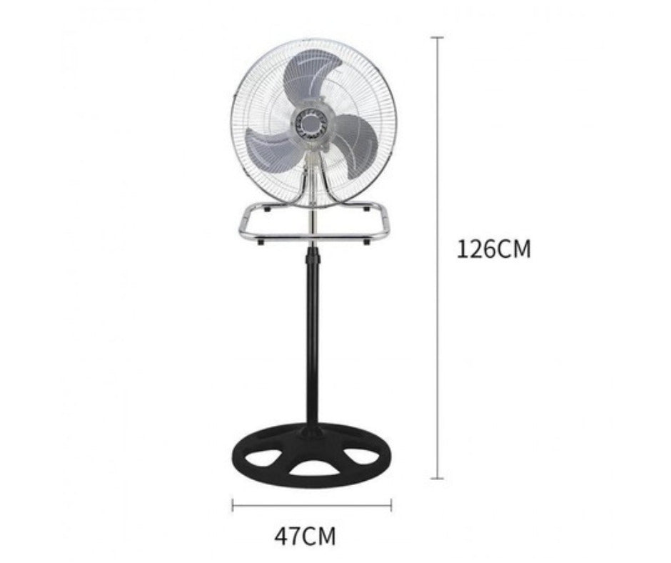 Ventilator oscilant de podea din otel, 3 viteze, talpa rotunda, Alb/Negru