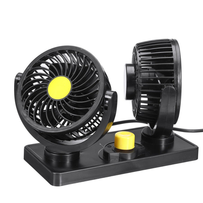 Ventilator Auto Dublu, 10W, 2 Trepte de Viteza, Rotire 360°, Silentios
