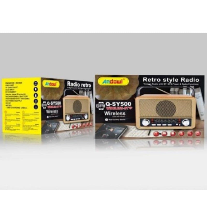 Radio FM retro fără fir MP3 portabil Bluetooth USB AUX TF Q-SY500