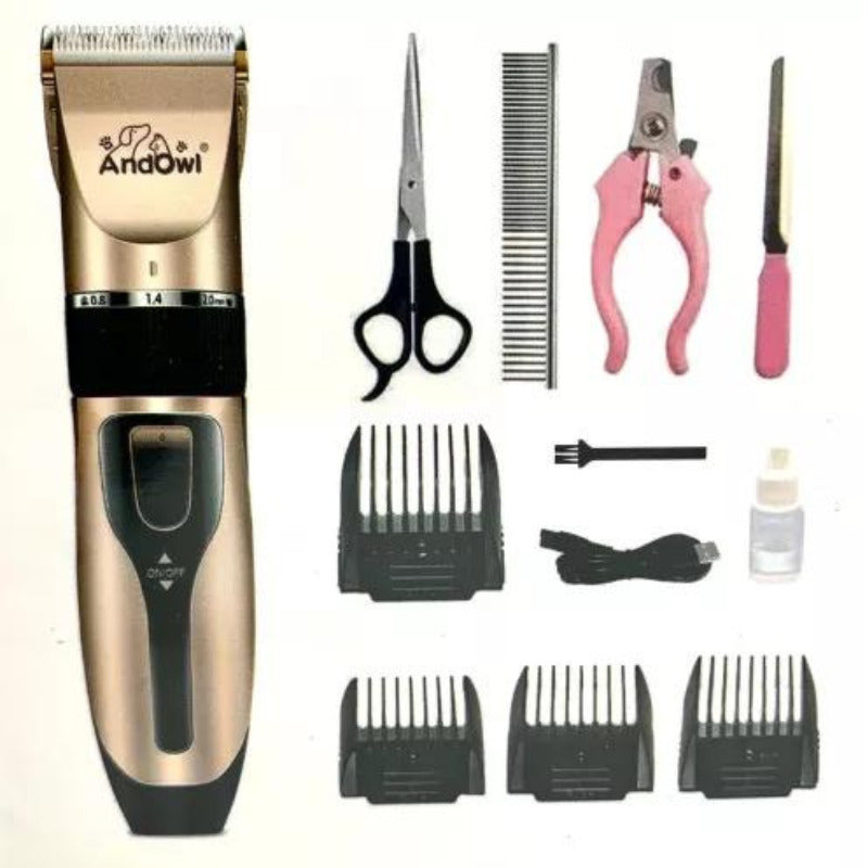 Kit de tuns electric cu acumulator profesional pentru toaletare caini si pisici