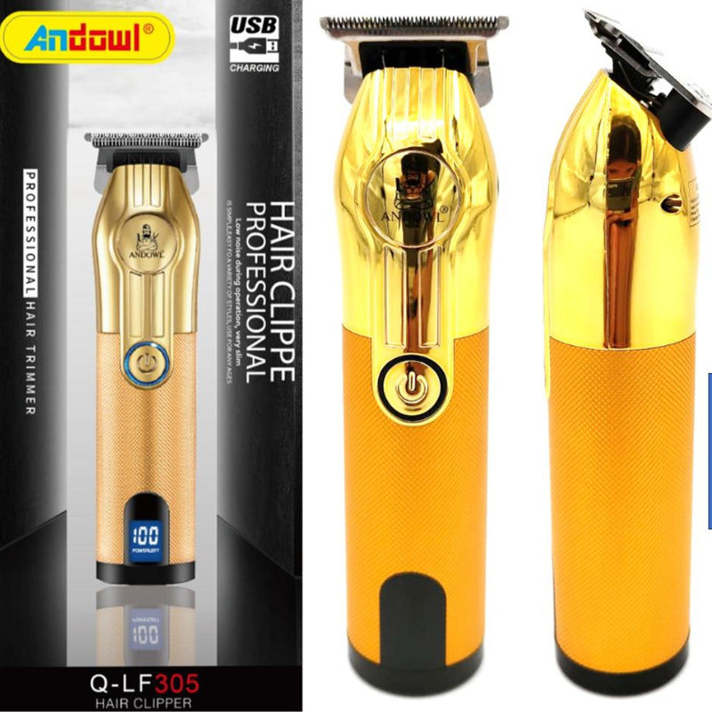 Aparat de Tuns si Trimmer Profesional, Utilizare fara Fir, Carcasa Metalica, Afisaj Digital, Compact, Reincarcabil USB