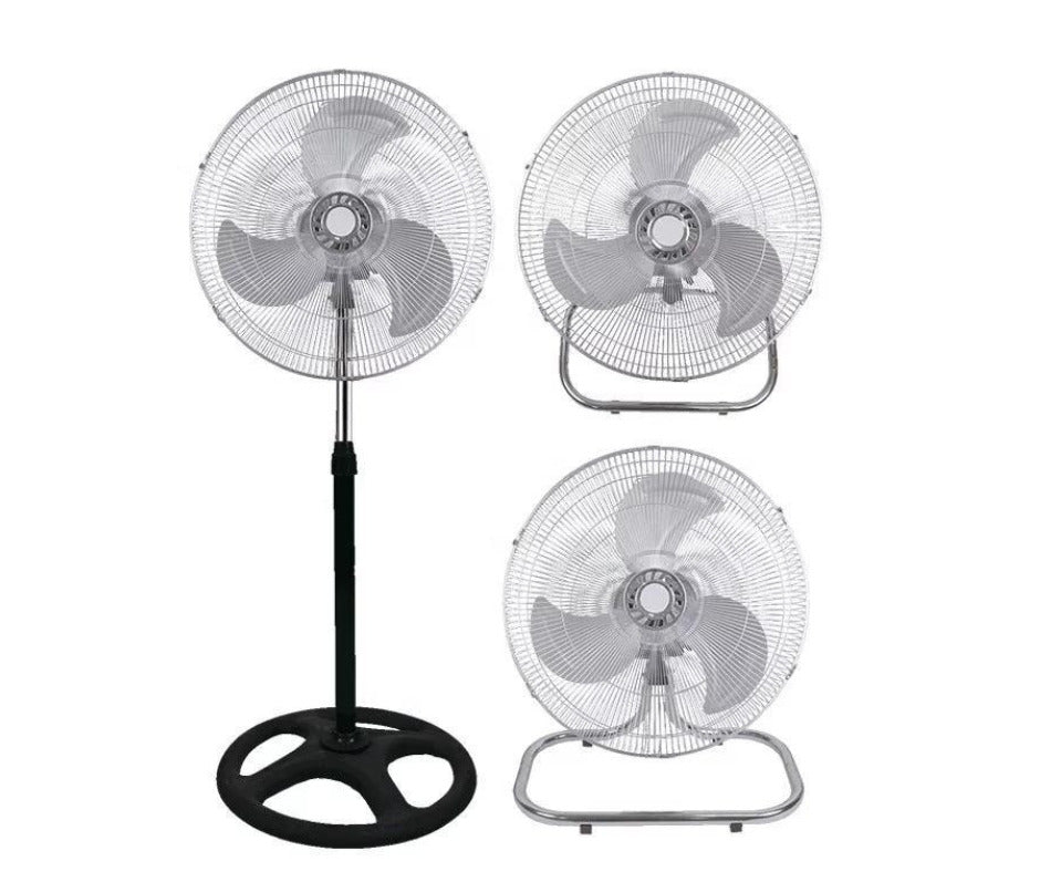 Ventilator oscilant de podea din otel, 3 viteze, talpa rotunda, Alb/Negru