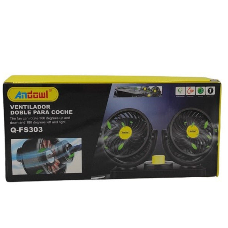 Ventilator Auto Dublu, 10W, 2 Trepte de Viteza, Rotire 360°, Silentios