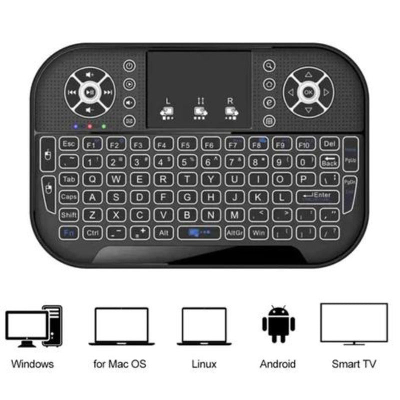 Mini Tastatura WiFi, cu Touchpad, Iluminata RGB, Compacta, 2.4Ghz, Reincarcabila USB