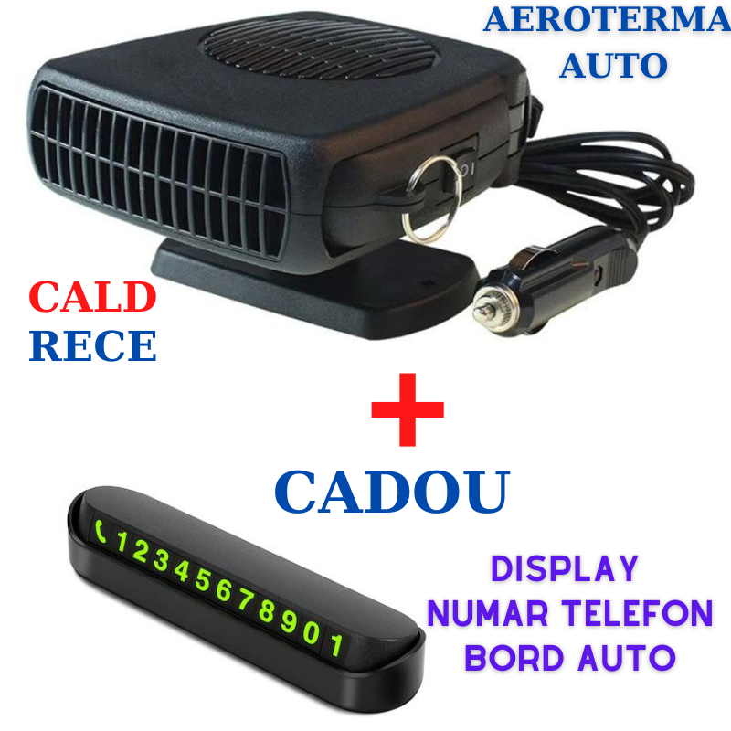 Aeroterma auto 200W cu aer cald sau rece, potrivita pentru orice anotimp