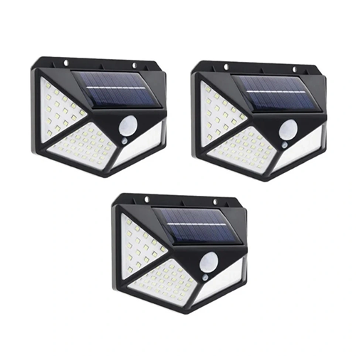 Set 3 lampi solare 100 LED, cu senzor de miscare si 3 moduri operare
