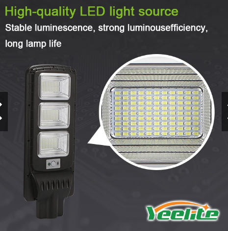 Lampa solara iluminat stradal 100w,200w,300w senzor de miscare telecomanda cu teava prindere