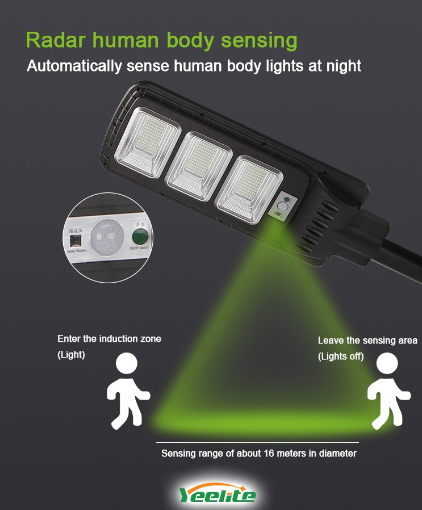 Lampa solara iluminat stradal 100w,200w,300w senzor de miscare telecomanda cu teava prindere
