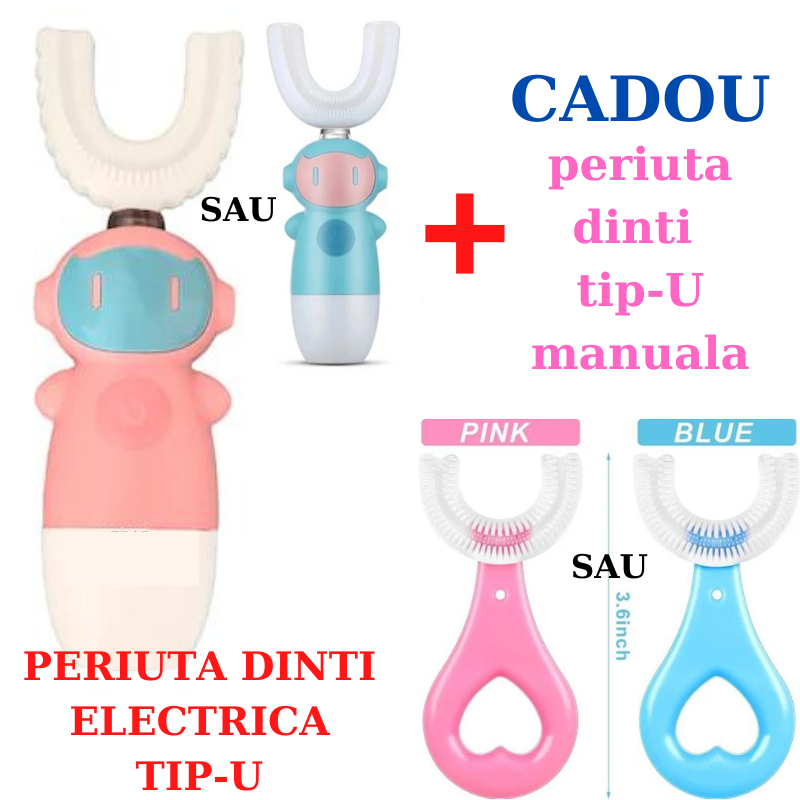 LIVRARE GRATUITA Periuta de dinti electrica pentru copii,TIP U+CADOU