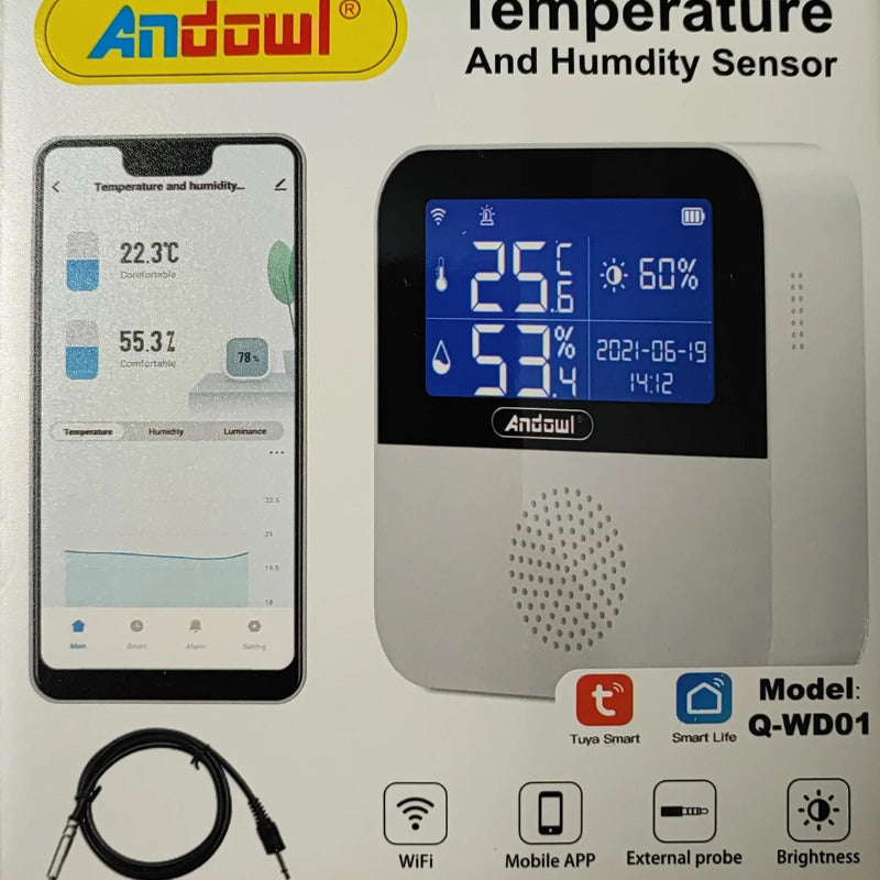 Termostat de camera inteligent WiFi, temperatura si umiditate, display LCD 2.9inch