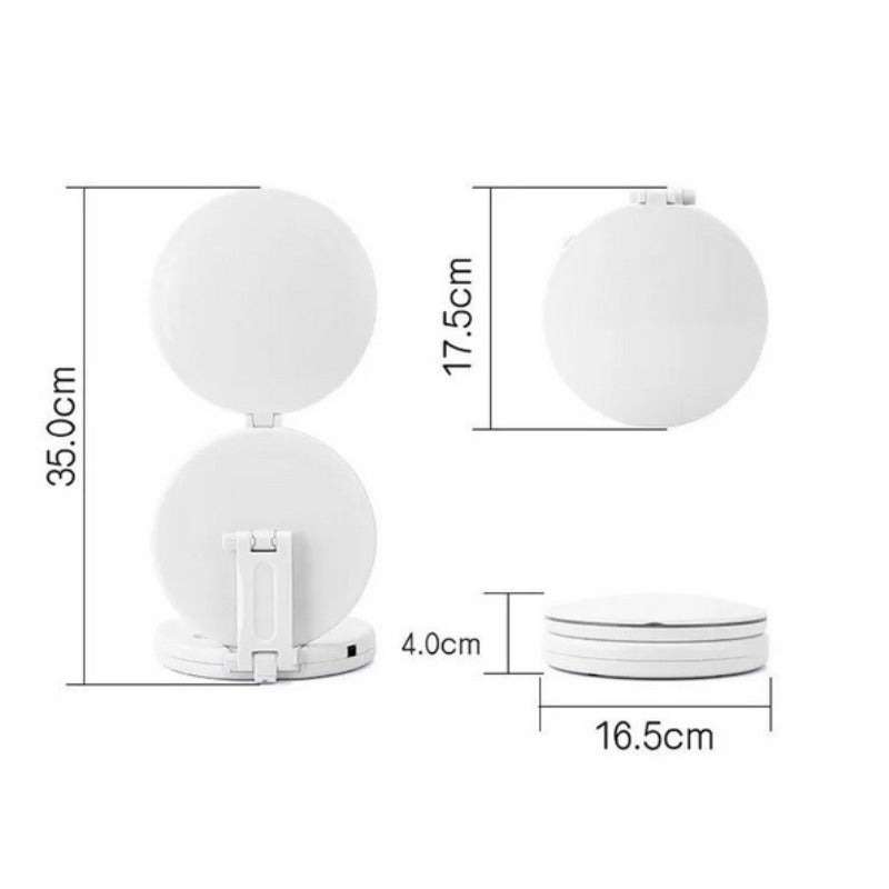 Oglinda Cosmetica Dubla, cu LED, Efect de Lupa, Pliabila, Reincarcabila, Unghi de Inclinare Ajustabil
