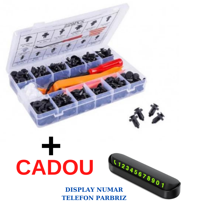 Trusa clipsuri auto 229 piesecu unelte demontare incluse+Cadou