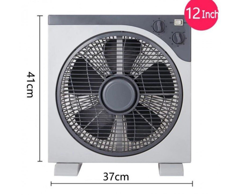 Ventilator Box Fan 30cm, cu grila rotativa – 3 viteze, 30cm, 45W, culoare alb/gri