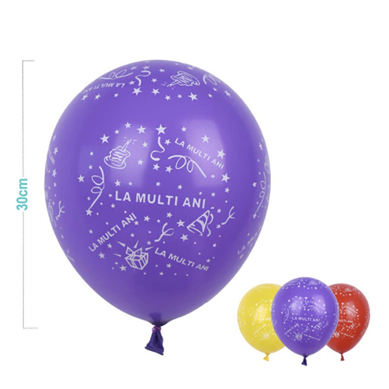 pachet 12 baloane compus din Set 6 baloane “La multi ani”, negre, 30 cm+Set Baloane Imprimate Ovale, La Multi Ani, 30 cm, 6 PC (3 Culori Mixate), FA0246