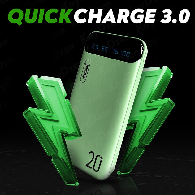 UMB Power Bank Andowl Q-CD223 20000 mAh QC 3.0 Baterie externă cu încărcare rapidă Verde (power bank, baterie portabilă)
