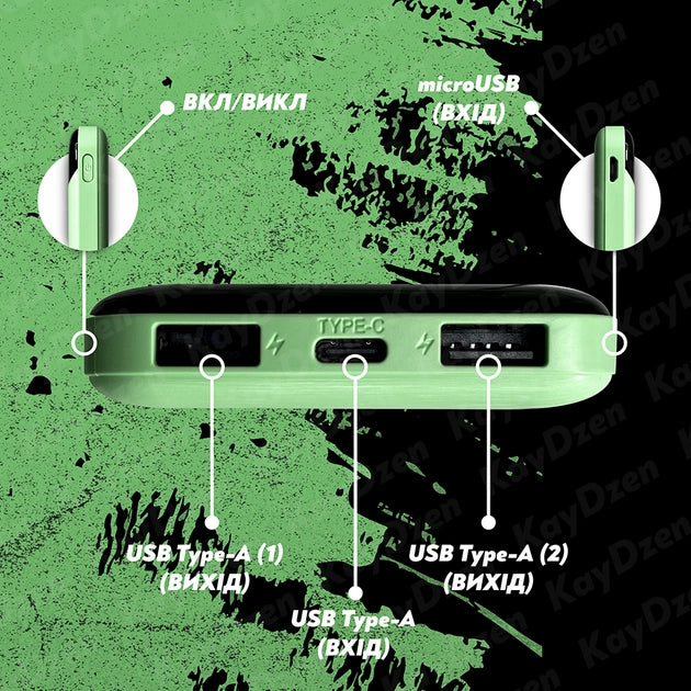 UMB Power Bank Andowl Q-CD223 20000 mAh QC 3.0 Baterie externă cu încărcare rapidă Verde (power bank, baterie portabilă)