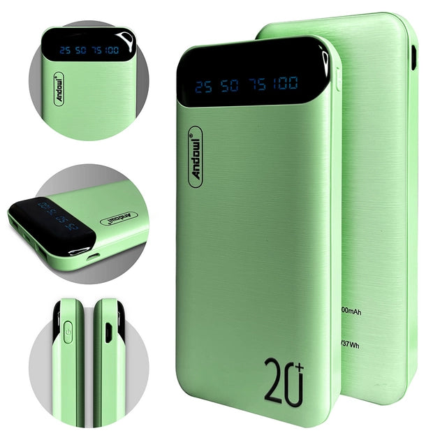 UMB Power Bank Andowl Q-CD223 20000 mAh QC 3.0 Baterie externă cu încărcare rapidă Verde (power bank, baterie portabilă)