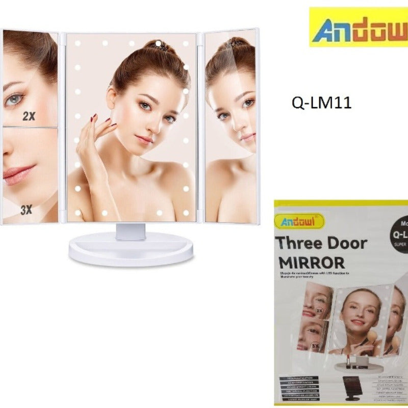 Oglinda tripla cu marire cu 22 LED-uri albe Q-LM11 ANDOWL