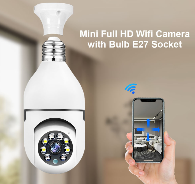 Camera de Supraveghere IP, WI-FI, HD, Smart-Bulb, tip bec, cu Senzor de Miscare si Aplicatie Telefon