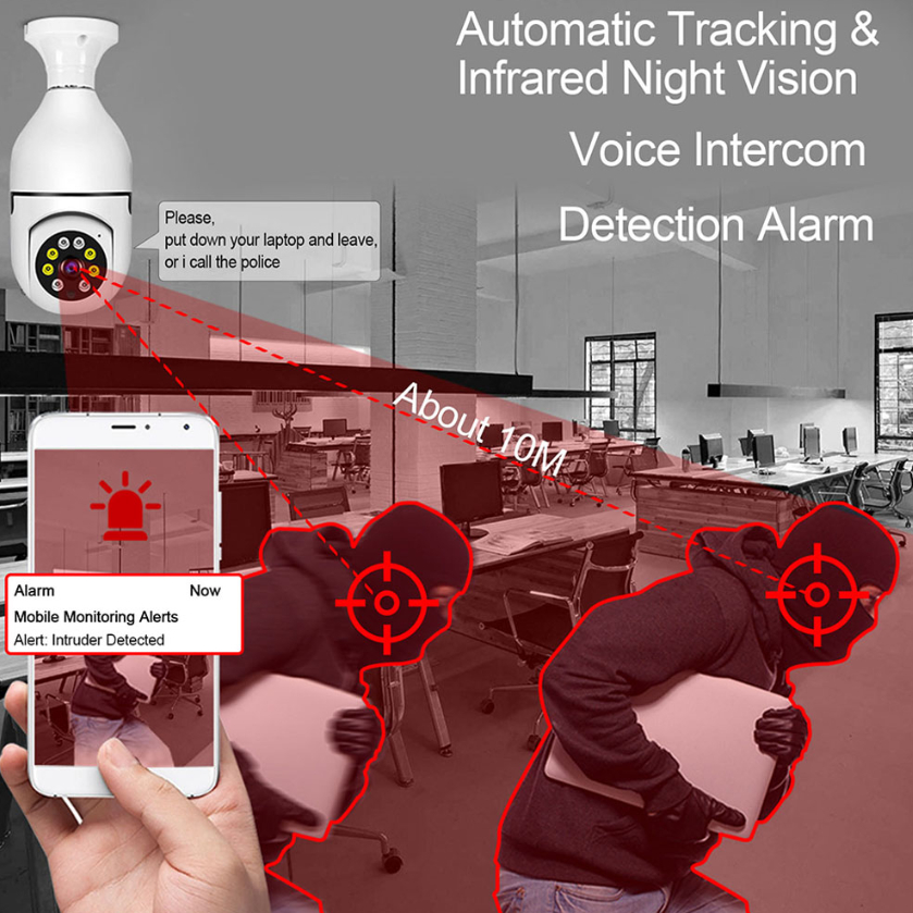 Camera de Supraveghere IP, WI-FI, HD, Smart-Bulb, tip bec, cu Senzor de Miscare si Aplicatie Telefon