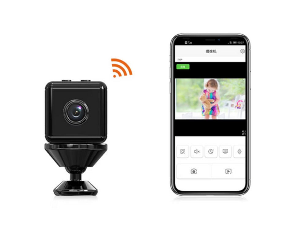 Mini Camera Video Wireless, Rezolutie Ultra HD, Unghi Vizionare 150°, Functie Foto, Vedere Nocturna, Senzor Miscare, Suport Card Memorie, Negru