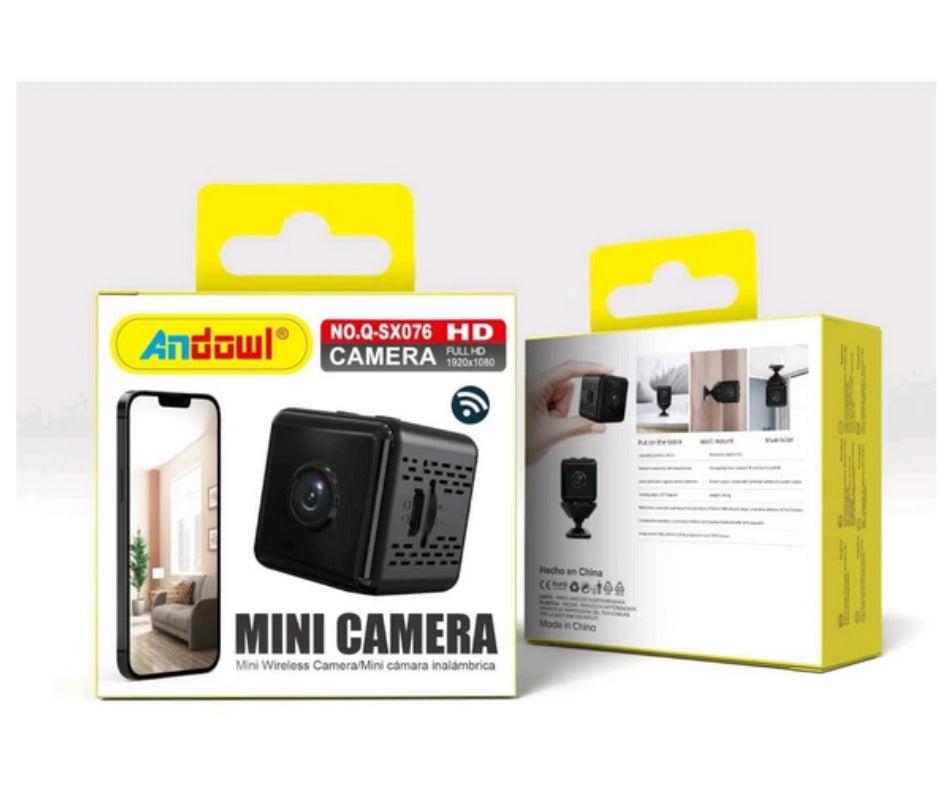 Mini Camera Video Wireless, Rezolutie Ultra HD, Unghi Vizionare 150°, Functie Foto, Vedere Nocturna, Senzor Miscare, Suport Card Memorie, Negru