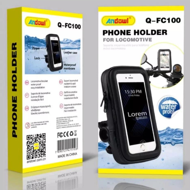 Suport telefon bicicleta scuter moto ANDOWL Q-FC100, impermeabil, negru