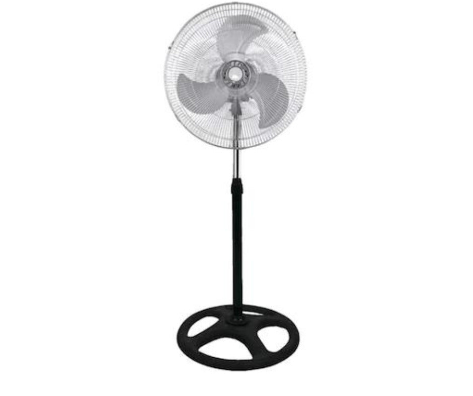 Ventilator oscilant de podea din otel, 3 viteze, talpa rotunda, Alb/Negru