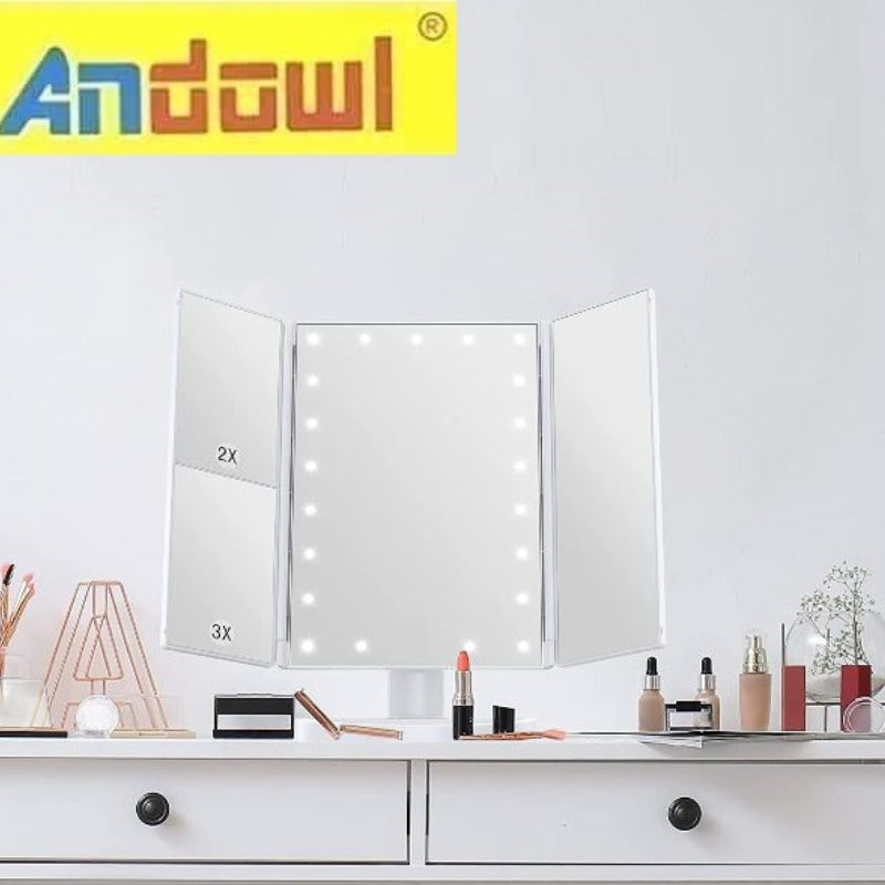 Oglinda tripla cu marire cu 22 LED-uri albe Q-LM11 ANDOWL