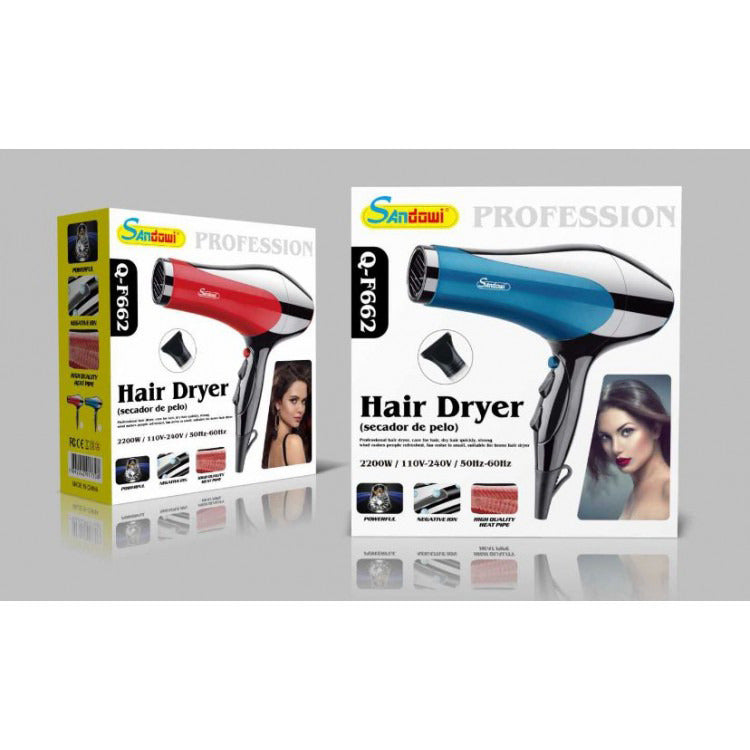 Uscator de par profesional F662, 2 modele, 2200W feon roz sau albastru