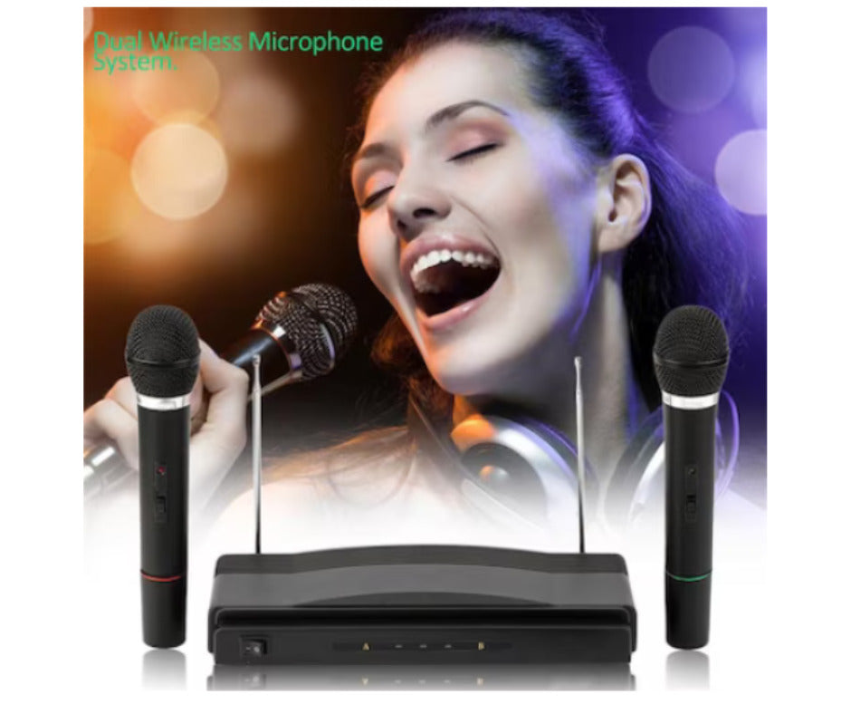 Kit Microfon Profesional fara Fir Andowl, Microfon Wireless Karaoke, Sistem statie sunet si microfon karaoke, negru