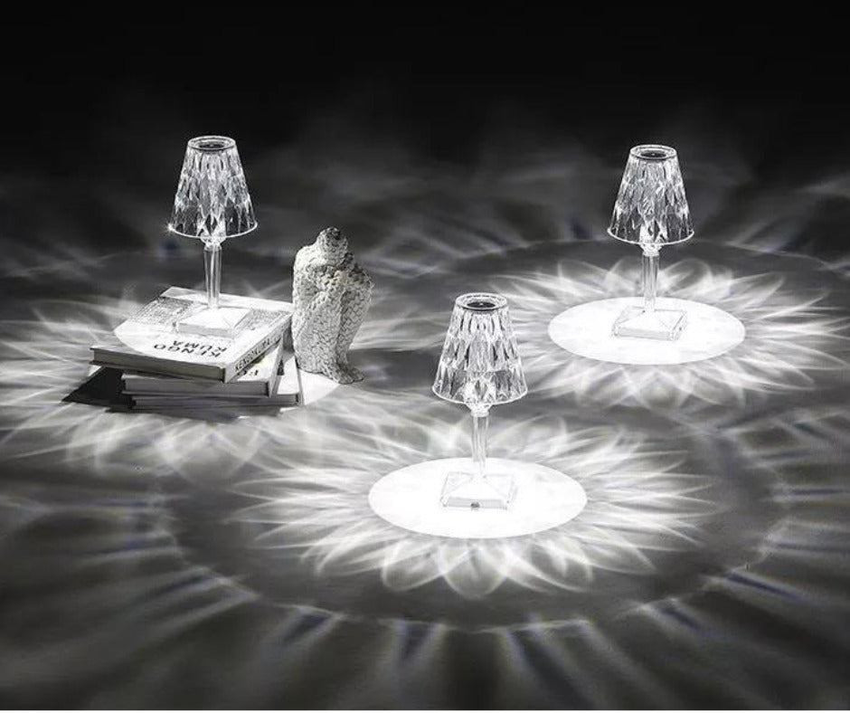 Veioza stil cristal led, cu incarcare USB, RGB, Aorlis, 3W, 3 moduri temperatura culoare, 2000 mAh, intrerupator touch