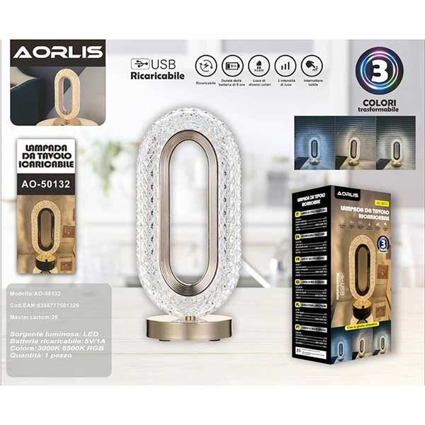 Lampa Diamond Crystal LED cu 3 temperaturi de culoare, AO-50132, alb rece, alb cald, neutru, culoare auriu