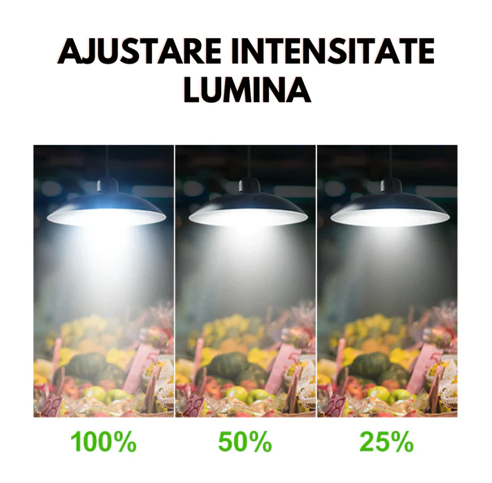 Lampa solara cu abajur, suspendata, cu lumina alba telecomanda