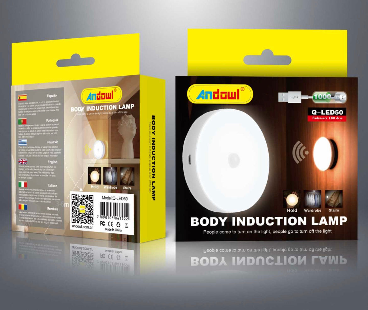 1+1 Gratuit Lampa LED Cu Senzor De Miscare Andowl Q-LED50, Alb